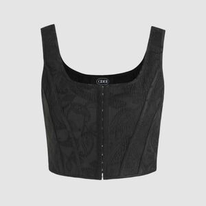 Floral Corset Crop Top, Black, Cider